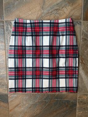 The Limited Red and White Plaid Pencil Skirt